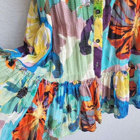 Anthropologie I Maeve Sleeveless Brilliant Floral Tunic Mini Dress Small - Picture 6 of 12